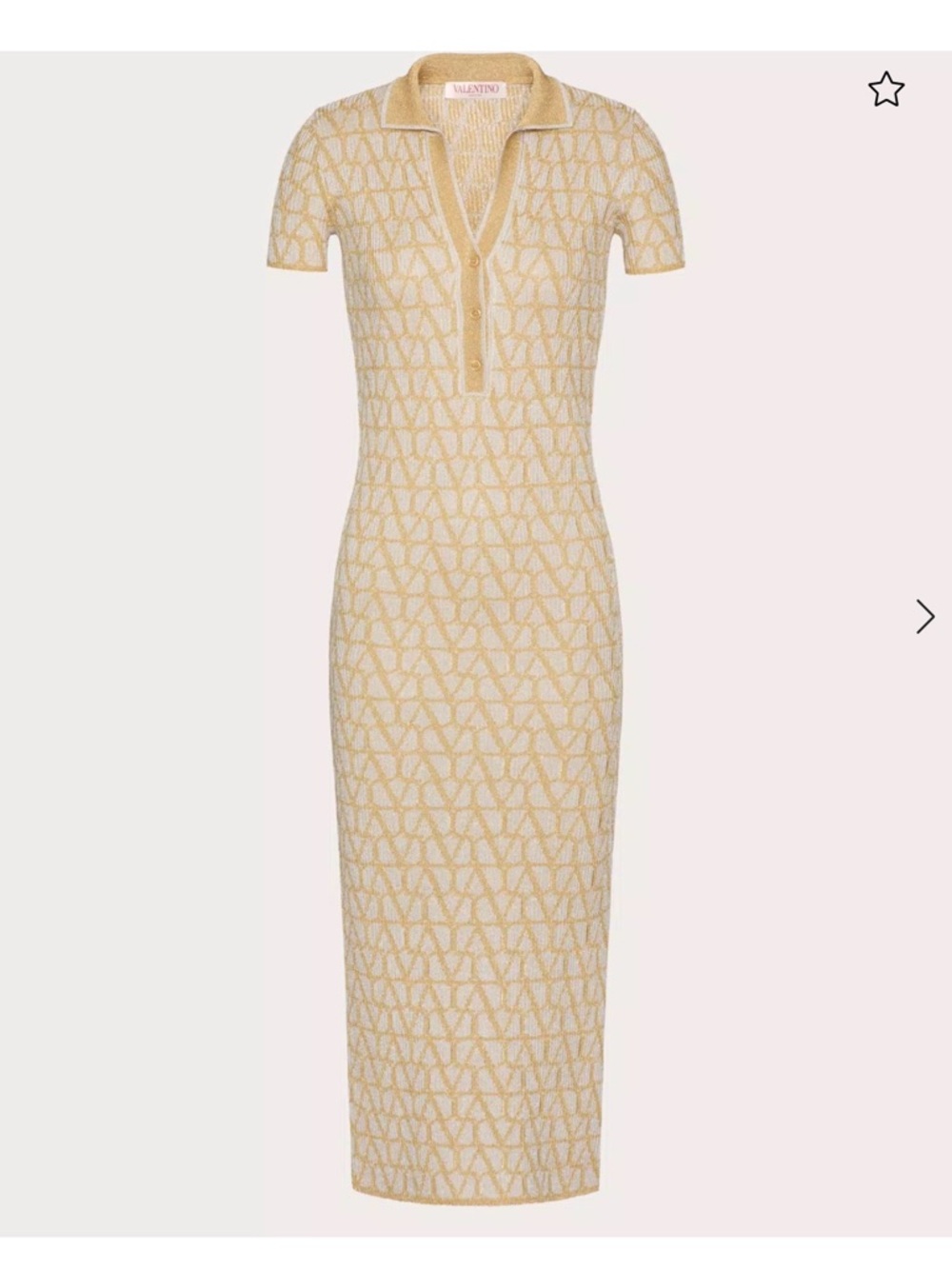 Valentino Garavani Cream & Gold Knit Polo Midi Dress